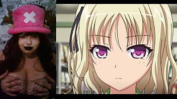 Hotwife watches hentai in goth costume!