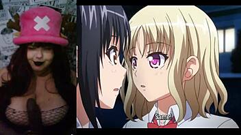 Hotwife watches hentai in goth costume!