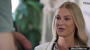 busty doctor examines and sucks cock in hospital