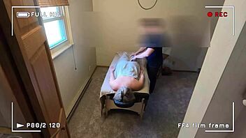 Home security camera catches wife's affair during massage, bent over for blowjob and fucking 😏