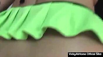 Vicky vette sucks and rides a monster cock, muff diving before cum on tits.