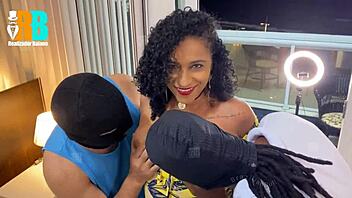 brazilian bull fucks girlfriend in mmf threesome in front of cuckold husband.