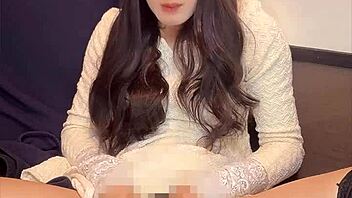 beautiful japanese shemale in mini dress quietly masturbating