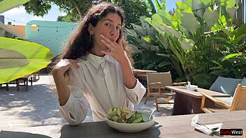 I ASKED A FRIEND TO CUM ON MY FACE IN A CAFE FOR SPERM FOOD FETISH!