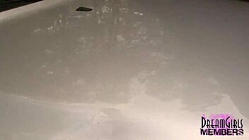 Big boob brunette babe cleans the car and takes a shower