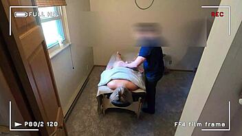 Home security camera catches wife's affair during massage, bent over for blowjob and fucking 😏