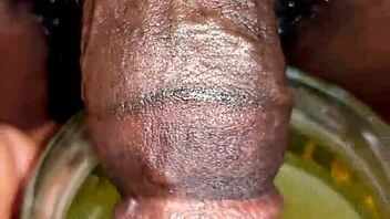 I watched old cuckold's small hairy black cock get pissed on outdoors