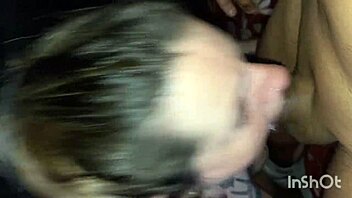 Fat blonde slut loves dick in throat and cum in eyes with thong and panties