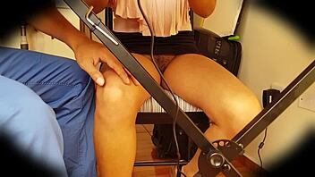 Colombian secretary in skirt, no panties, gets sensual voyeur attention