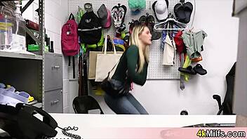 Blonde Housewife Caught Stealing and Handled by Mall Cop on CCTV