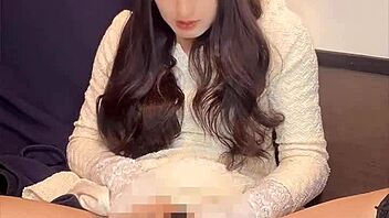 beautiful japanese shemale in mini dress quietly masturbating
