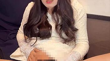 beautiful japanese shemale in mini dress quietly masturbating