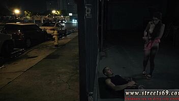 husband bound tight, teen in glasses gives extreme handjob in wild bdsm domination.