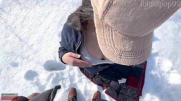 asian lululemon fitness girl screwed hard in freezing -20°c outdoor session.