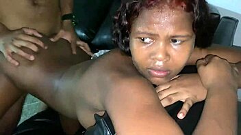 latina brunette in lingerie pajamas gets bent over for hardcore sex and oral with couple