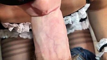 naughty maid in stockings gets fucked while cooking.