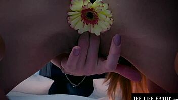 Pretty Teen Girl Masturbates with Flower in Her Ass