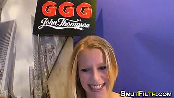 The slut rubs her vag in a bizarre bukkake scene.