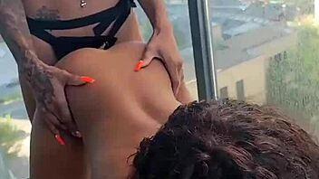 Kashofficials Getting Strapped By Ebony Renity Love On The Balcony Passionately