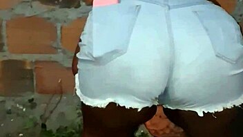 chubby ebony neighbor with huge ass cleans yard seductively