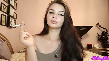 xo bunny brunette latina smoking blowing smoke