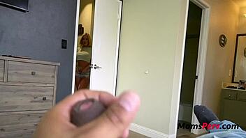 I caught my busty blonde step mom sneaking up.