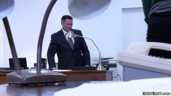 Busty Blonde Secretary Slave in Hardcore BDSM DP with Gagging