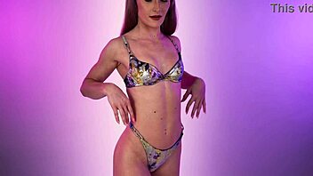 Sexy babe tries on bikinis and lingerie