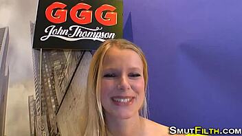 The slut rubs her vag in a bizarre bukkake scene.