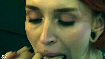 Redhead bitch dominates with pussy and toes using toys for orgasm