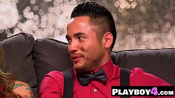 naughty busty milf sucking big tattooed dick while he licks her pussy couple hardcore