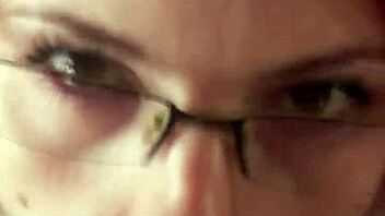 glassed-up karla rose drops to her knees locking eyes in pov while sucking my wrapped cock with hungry force