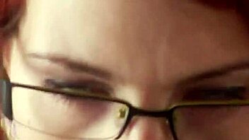 glassed-up karla rose drops to her knees locking eyes in pov while sucking my wrapped cock with hungry force