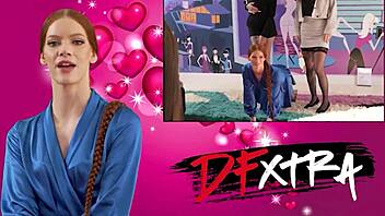 European Cougar Frenchy Seduces Trainer With Big Tits, Riding Monster Cock Sideways in Workout.