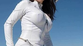 Weekend at ski resort, jerking off in leather catsuit outdoors.