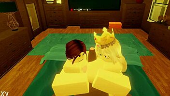 Robloxian Big Black Cock Takes on Two Snowbunnies in Bed with Monster Cock Action
