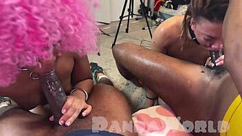 Side By Side Double Bj With Big Black Cocks? Domination Fun!