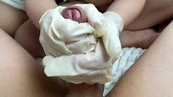 Why does my step sister masturbate my cock in latex gloves with oil in pov?