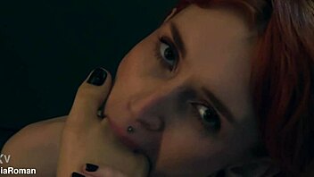 Redhead bitch dominates with pussy and toes using toys for orgasm