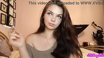 xo bunny brunette latina smoking blowing smoke