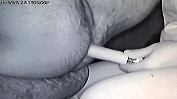 Jess vibes husband's ass during blowjob