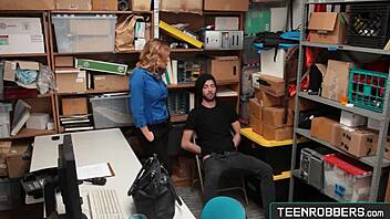 hot officer krissy lynn seduces thief to fuck teen rough taboo at work