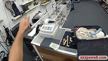 stewardess gets screwed in pawnshop toilet 😱