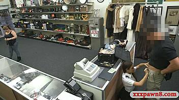 stewardess gets screwed in pawnshop toilet 😱