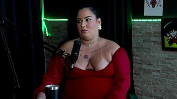 bisexual milf in public interview with tattoo and lingerie