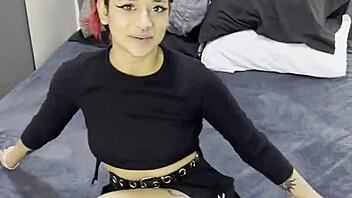 tiny emo goth teen 18+ in interview before getting creampied