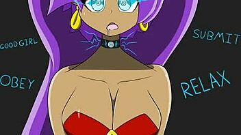 shantae game character in various anime scenes with big tits and ass
