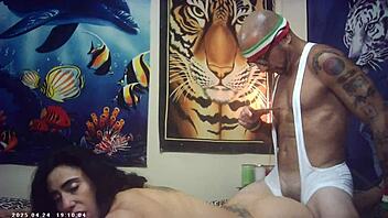 Behind the scenes glasses cam first timer sexxxy skiny model feels the italian pound machine