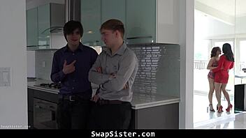 Pervert stepbrothers swap and fuck smoking hot stepsisters
