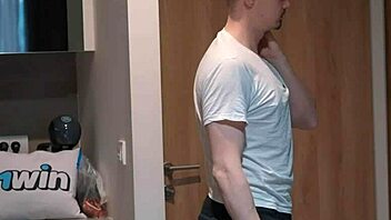 step son touches step moms tits in bed, she fucks him cowgirl next day